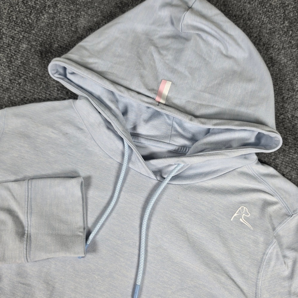 Rhoback Performance Hoodie Womens L Light Blue Heathered Pullover Activewear